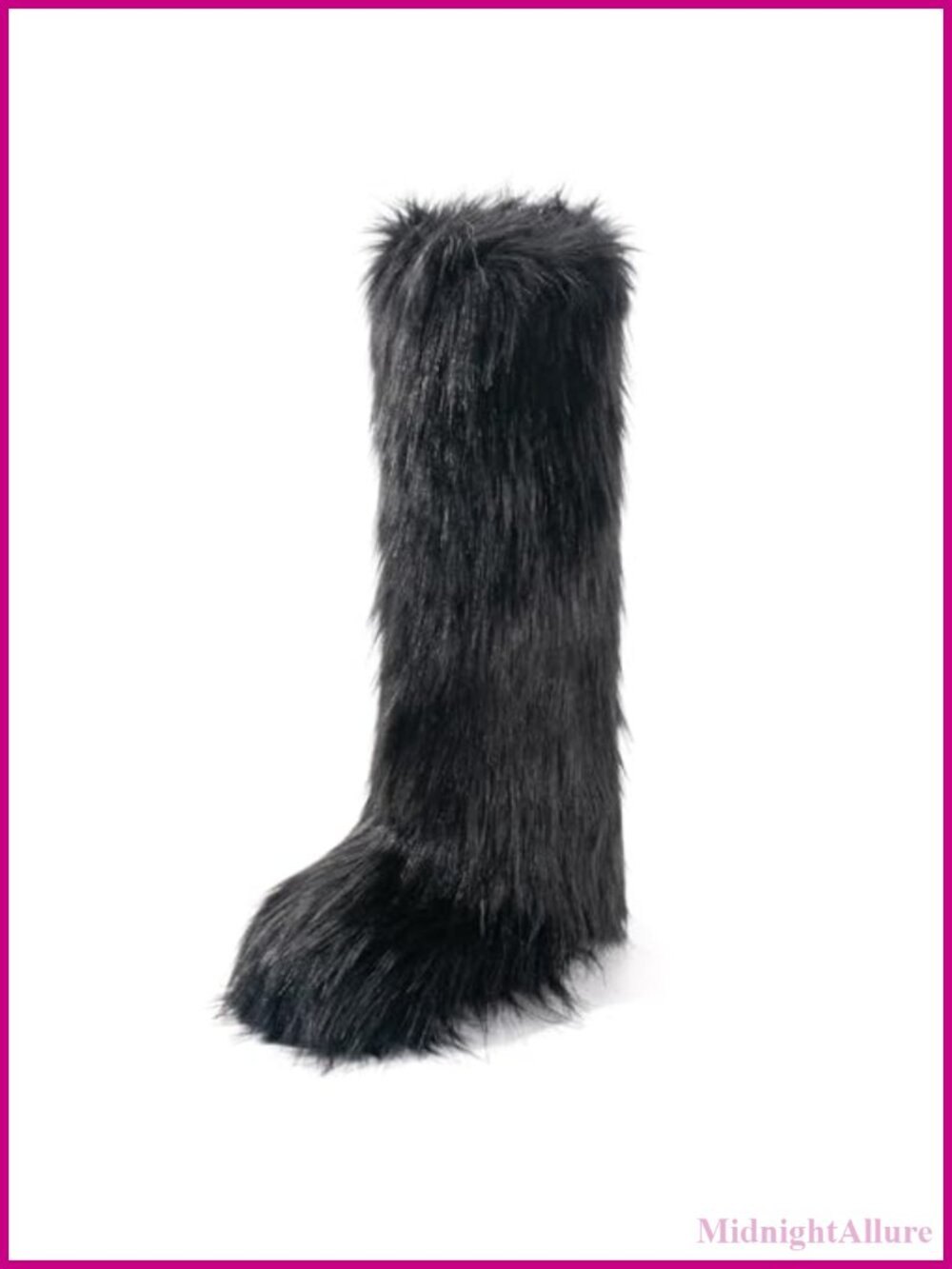 Faux Fur Knee-High Winter Boots Fluffy Round Toe Warm Lined